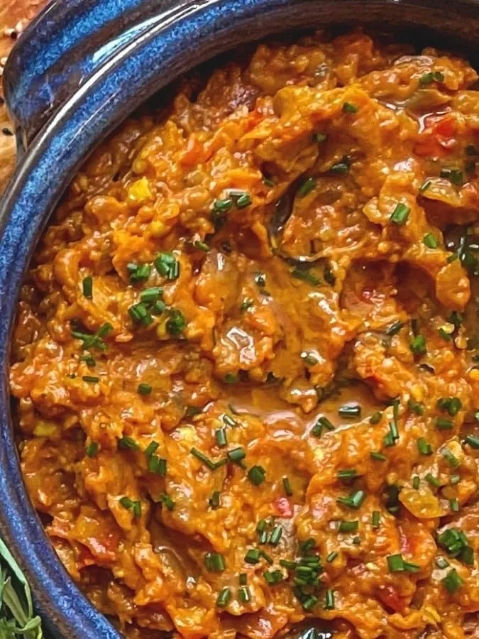 Smoky Eggplant & Tomato Dip (Mirza Ghasemi)